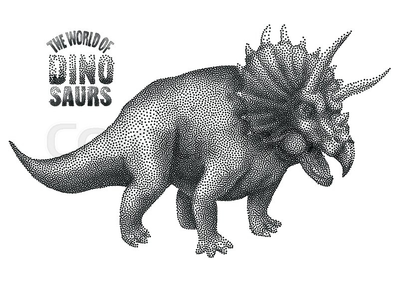 800x566 Graphic Triceratops. Vector Dinosaur Isolated On White Background