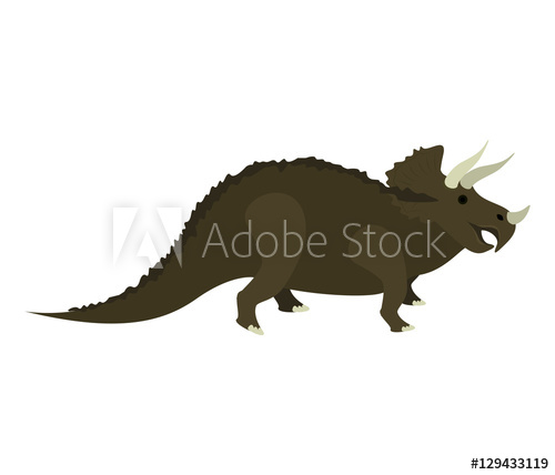 500x428 Colorful Cartoon With Dinosaur Triceratops Vector Illustration