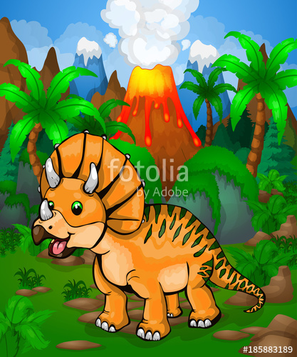 417x500 Cute Cartoon Triceratops. Vector Illustration Of A Cartoon