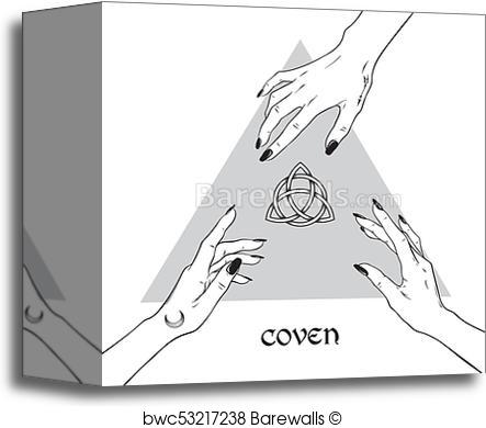 443x390 Canvas Print Of Hands Of Three Witches Reaching Out To The