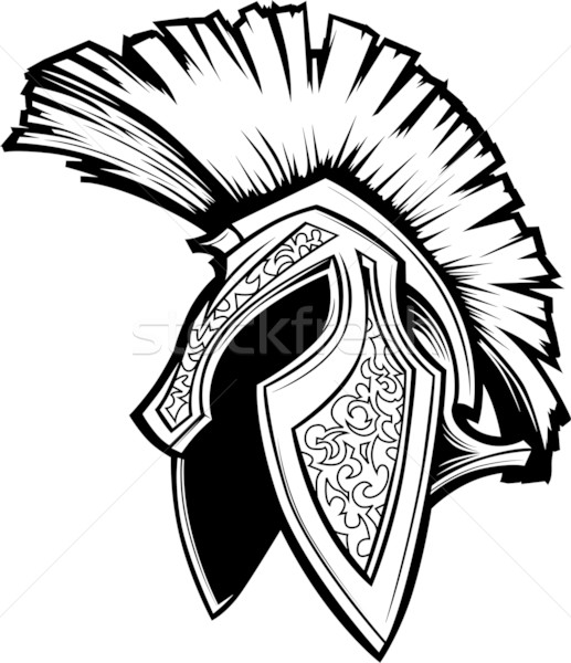 517x600 Spartan Trojan Helmet Mascot Vector Image Vector Illustration