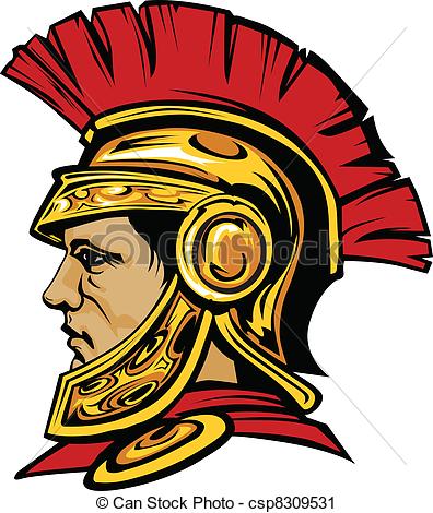 396x470 Spartan Trojan With Helmet Mascot . Vector Graphic Of A Greek