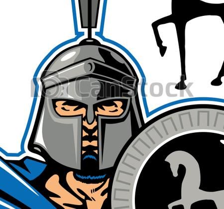 450x420 Vector Clipart Of Trojan With Shield