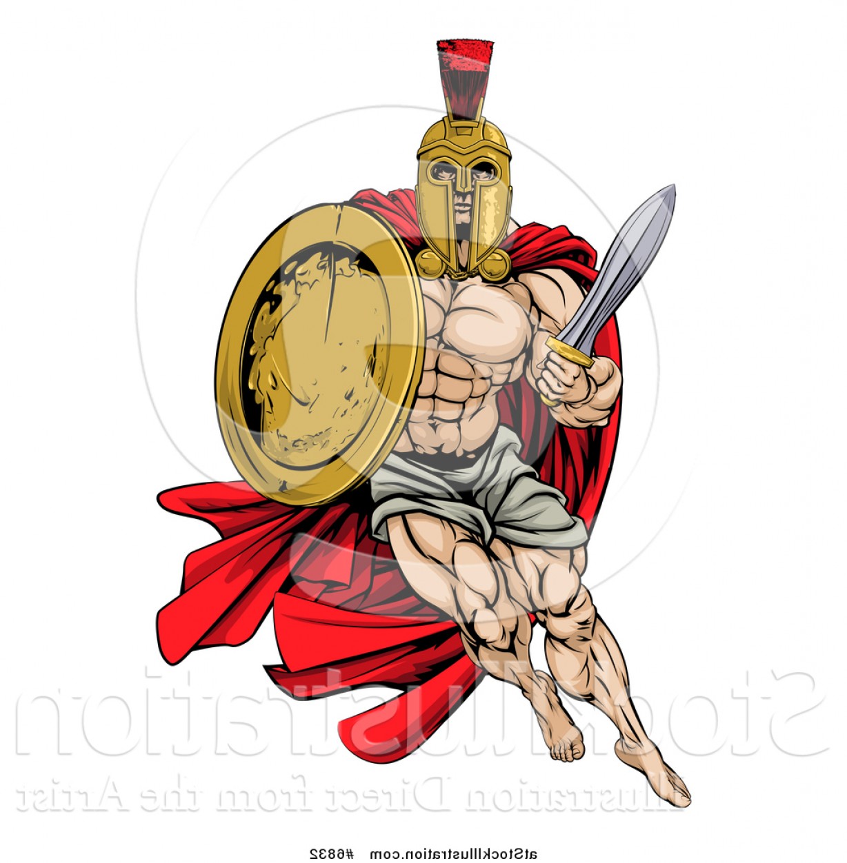 1228x1252 Vector Illustration Of A Strong Spartan Trojan Warrior Mascot With
