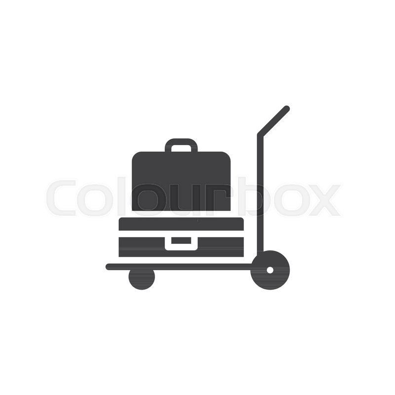 800x800 Luggage Trolley Vector Icon. Filled Flat Sign For Mobile Concept
