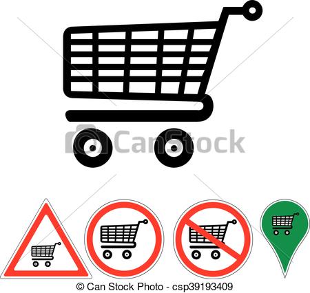 450x426 Signs Supermarket Trolley Isolated On White.