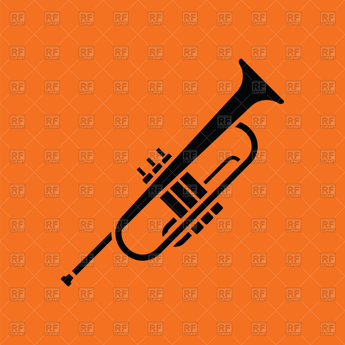 1200x1200 Trombone Icon On Orange Background Vector Image Vector Artwork