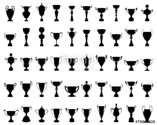 500x400 Black Silhouettes Of Trophy Cup, Vector Illustration Stock Image