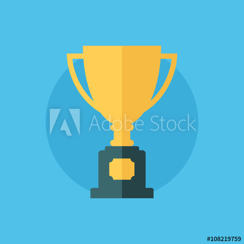 500x500 Trophy Cup Flat Icon. Winner Cup Vector Illustration.