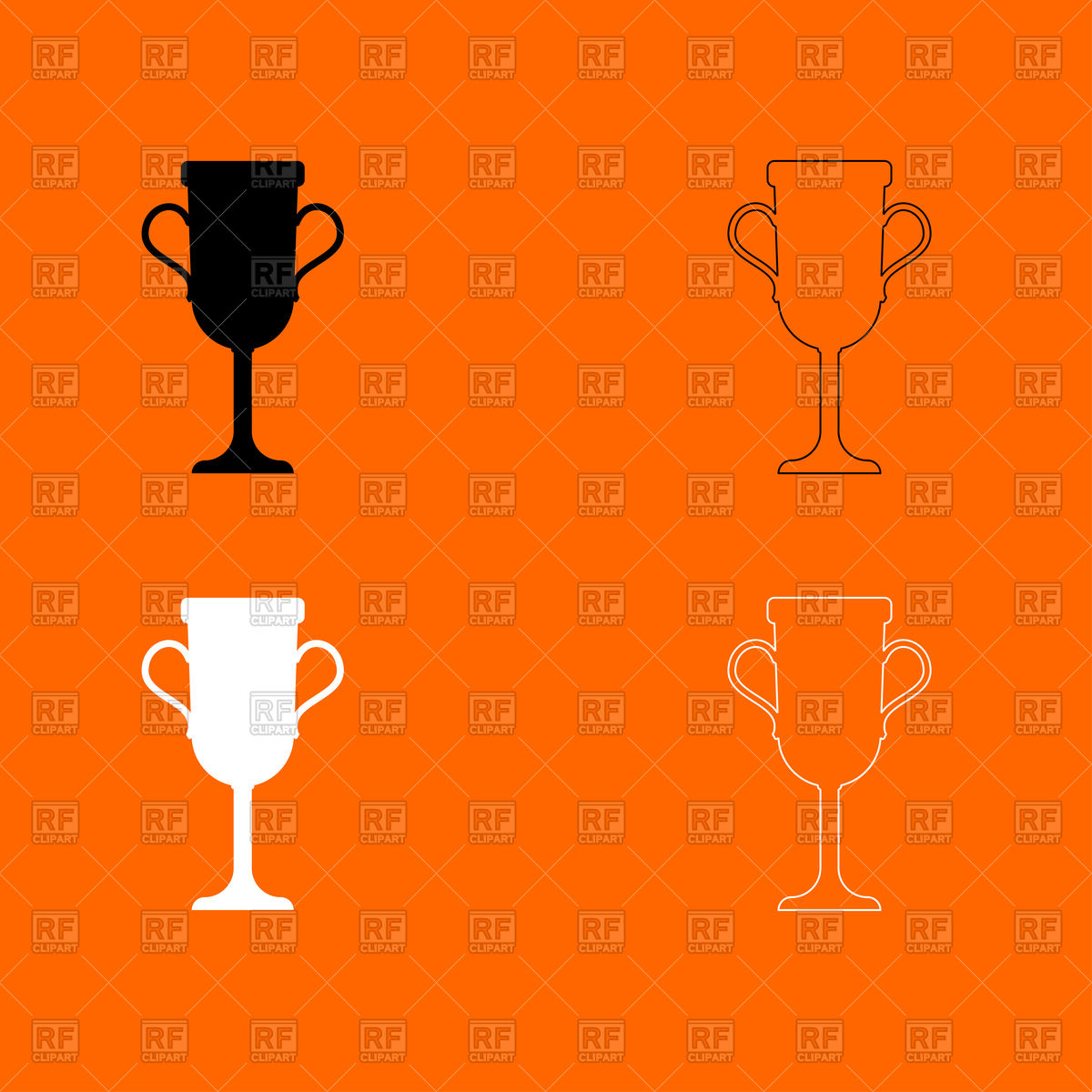 1200x1200 Trophy Cup Black And White Set Icon Vector Image Vector Artwork