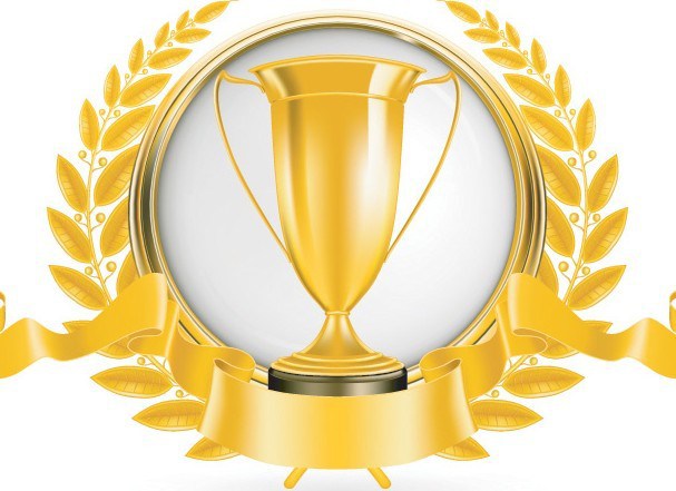 607x441 Free Golden Emblem With Ribbon And Trophy Cup Vector 02