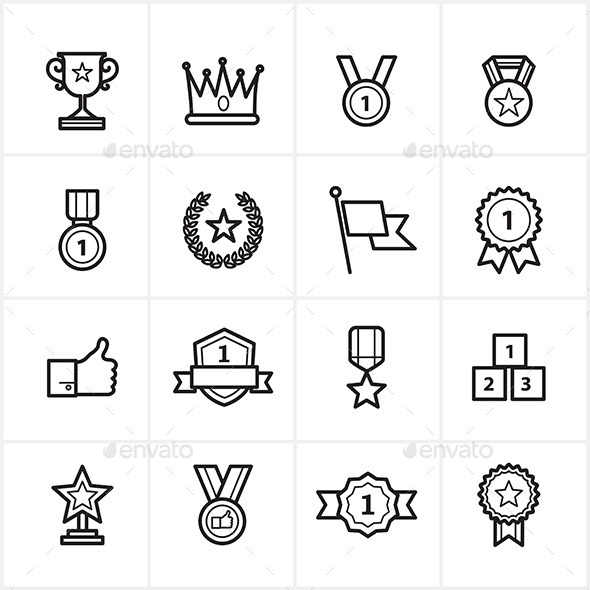 590x590 Flat Line Icons Trophy And Prize Icons Vector By Karawan