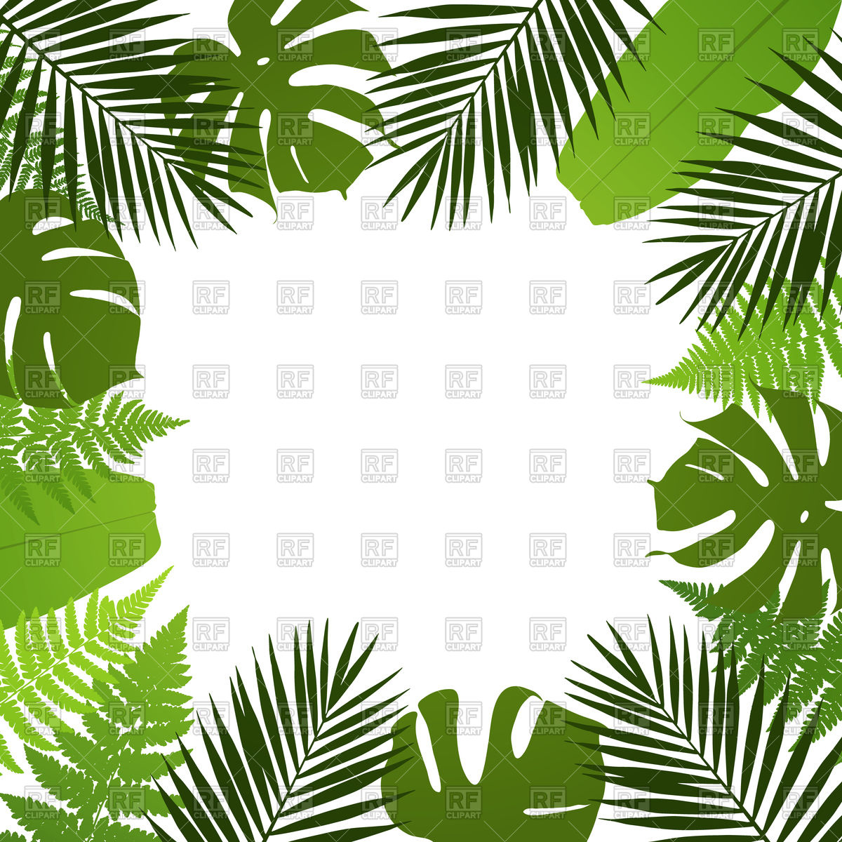 1200x1200 Tropical Leaves Frame Background Vector Image Vector Artwork Of