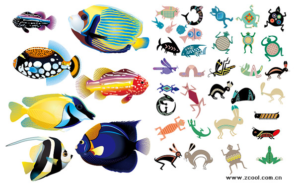 600x374 Realistic And Abstract Animal Fish Vector Material Download Free