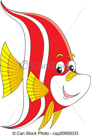 314x470 Tropical Fish. Vector Clip Art Of A Red And White Striped Coral Fish.
