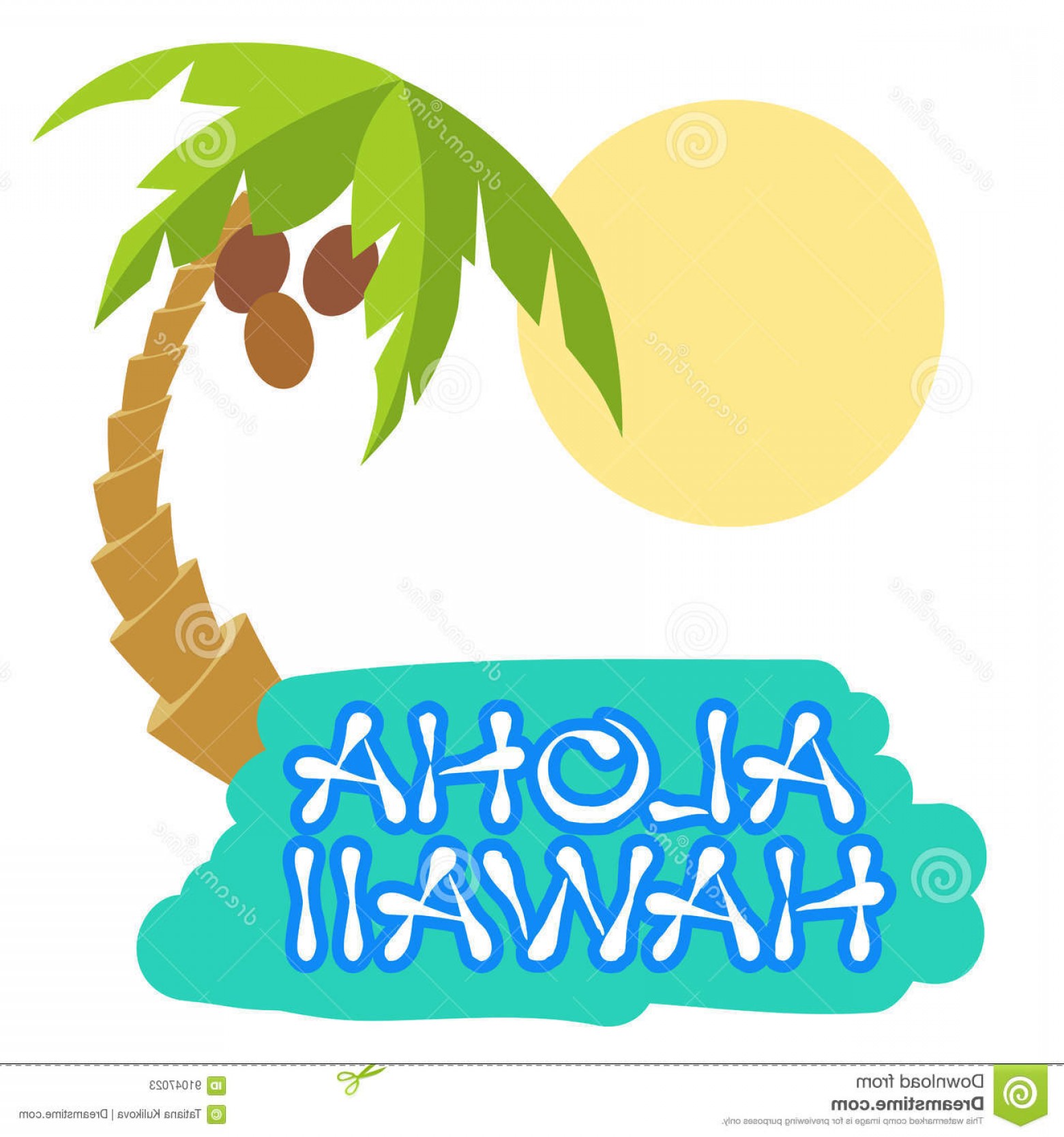 1560x1668 Stock Illustration Tropical Island Palm Tree Vector Illustration