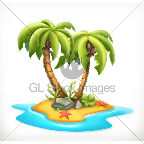 500x500 Tropical Island, 3d Vector Icon Gl Stock Images