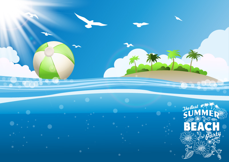 801x567 Tropical Island Beach Background Vector Free Vector Graphic Download