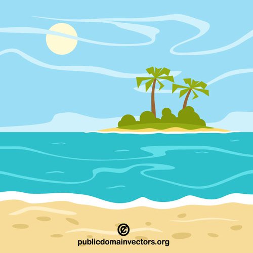 500x500 Tropical Island Vector Clip Art Public Domain Vectors