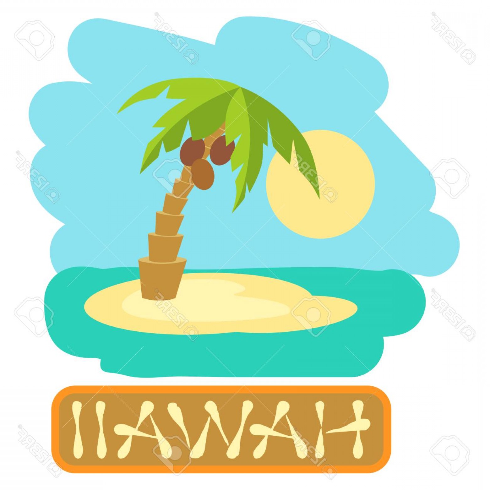 1560x1560 Photostock Vector Tropical Island With Palm Trees Vector