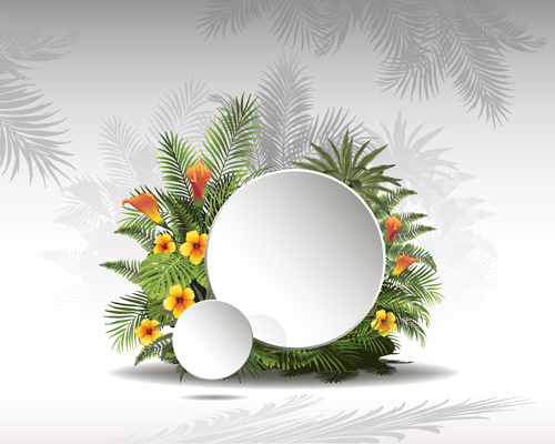 500x400 Circle Paper And Tropical Plants Vector Background Free Vector In