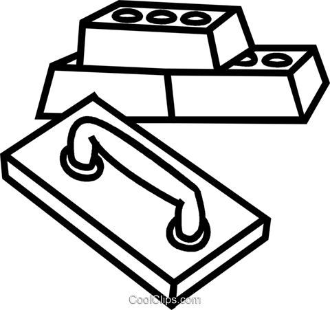 480x451 Bricks And Trowel Royalty Free Vector Clip Art Illustration