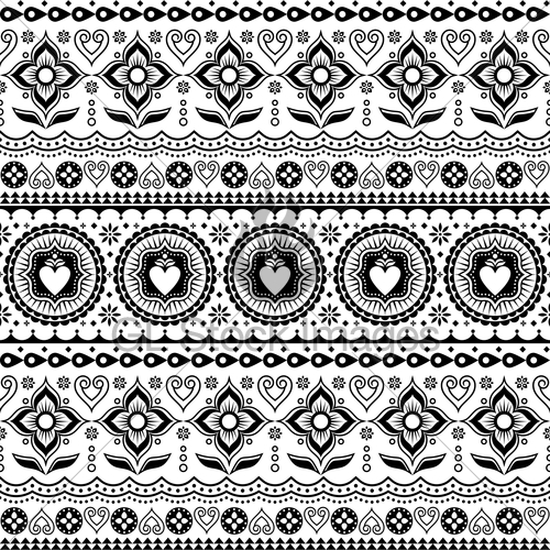 500x500 Indian Trucks Art Seamless Vector Pattern, Pakistani Mono... Gl
