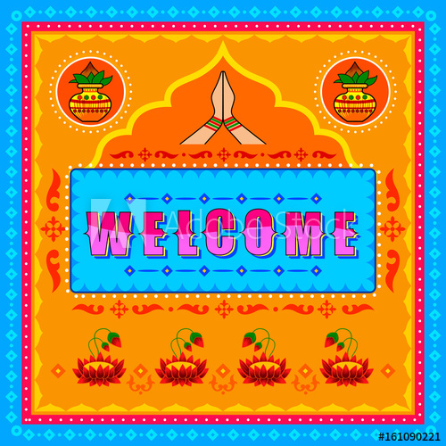 500x500 Welcome Background In Indian Truck Art Style