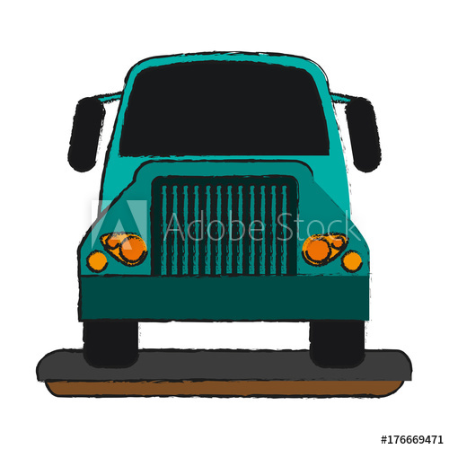 500x500 Cargo Truck Front View Icon Vector Illustration Graphic Design