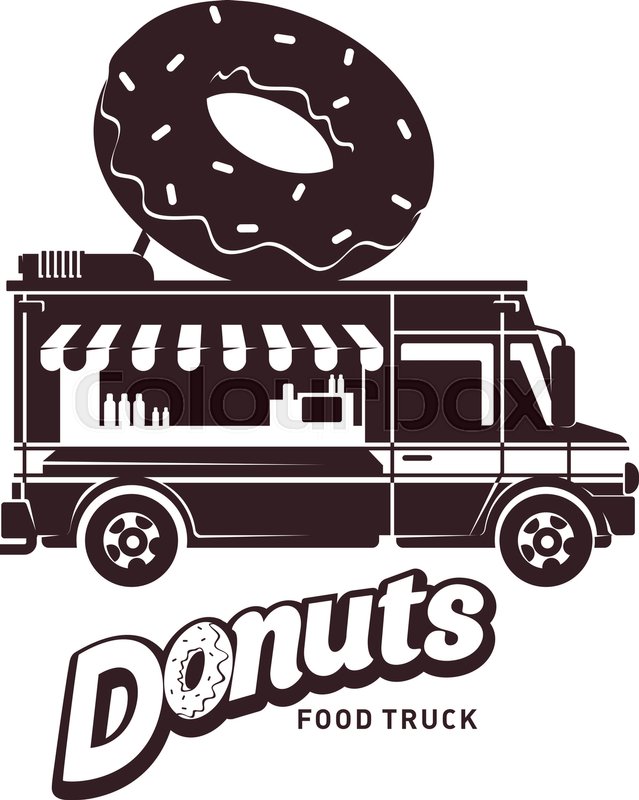 639x800 Donuts Food Truck Logo Vector Illustration. Vintage Style Badges