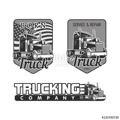 500x500 Truck Logo Vector Set Black And White Illustration Stock Image