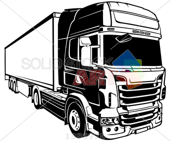 340x282 Stock Illustration Of Vector Black Outline Drawing Trailer Truck