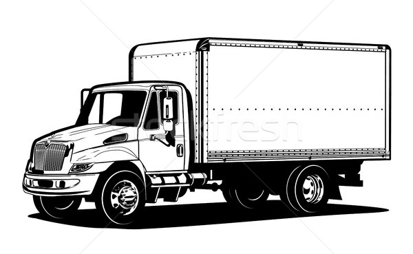 600x369 Vector Truck Outline Template Isolated On White Vector