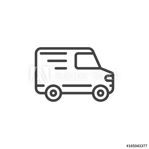 500x500 Delivery Truck Line Icon, Outline Vector Sign, Linear Style