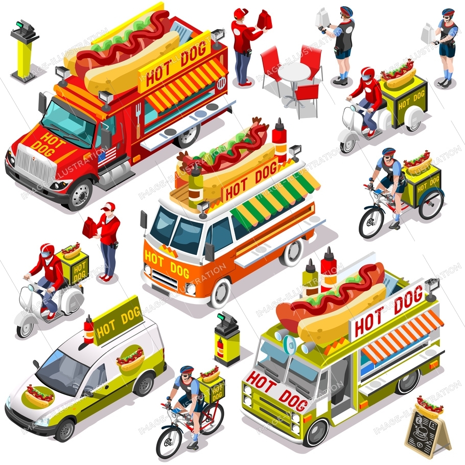 910x910 Food Truck Vector Hot Dog Collection