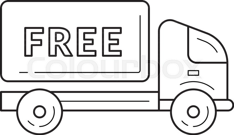 800x462 Free Delivery Truck Vector Line Icon Isolated On White Background