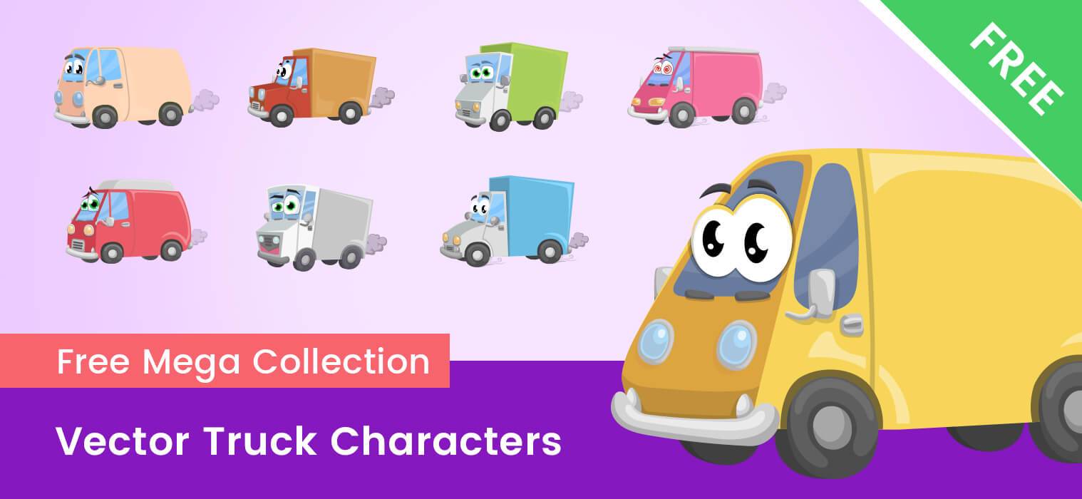 1518x700 Cartoon Truck Vector Characters