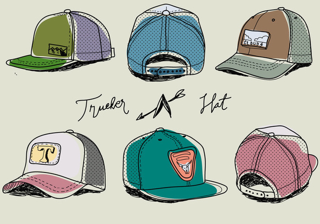 632x443 Hand Drawn Colorful Trucker Hat Vector Illustration Free Vector