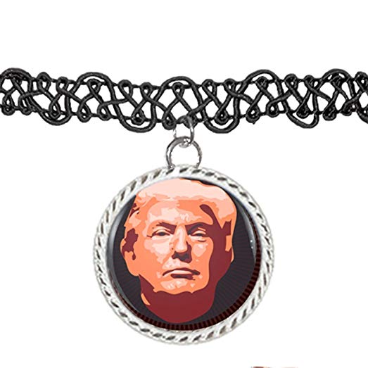 523x523 Donald Trump Vector Image On Lines Choker Pendant