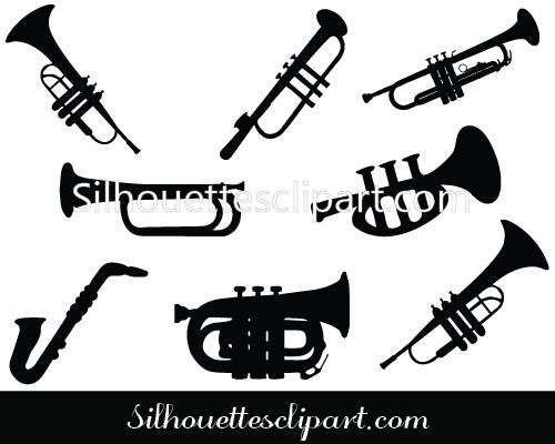 500x400 Trumpet Silhouette Vector Clipart Download Free Silhouettes Vector