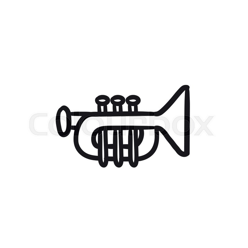800x800 Trumpet Vector Sketch Icon Isolated On Background. Hand Drawn