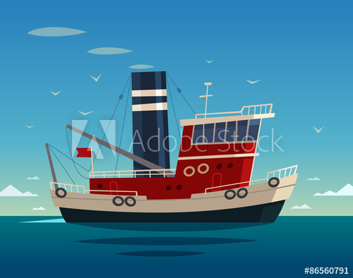 500x394 Tugboat. Vector Illustration.