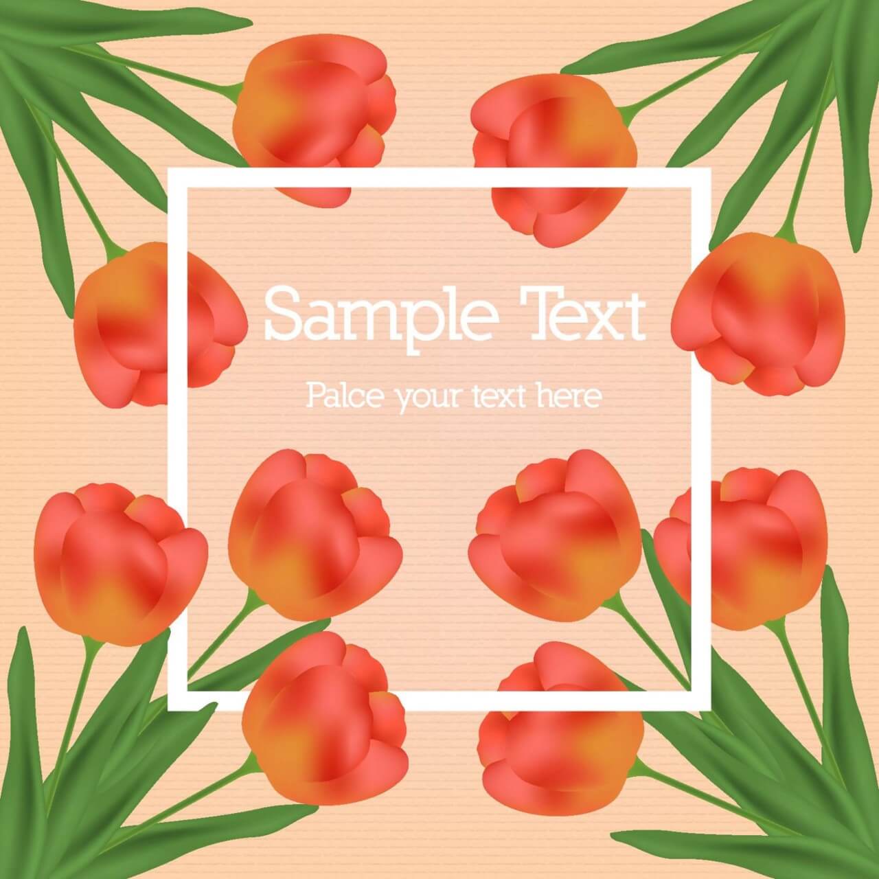 1280x1280 Free Vector Tulip Vector Illustration With White Frame