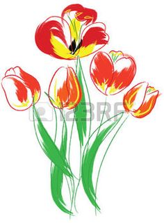 236x321 Three Vector Purple Tulips Isolated On A White Background Royalty