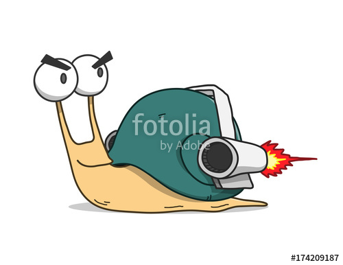 500x386 Snail Wearing Turbo Rocket Speed Booster, A Hand Drawn Vector