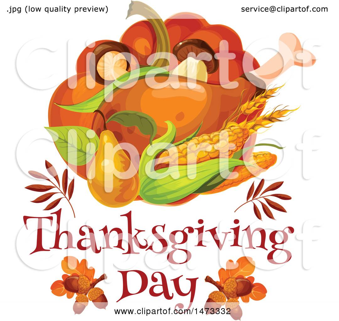 1080x1024 Clipart Of A Turkey Leg And Food With Thanksgiving Day Text