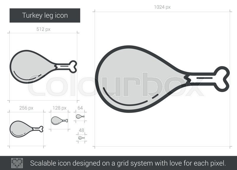 800x576 Turkey Leg Vector Line Icon Isolated On White Background. Turkey