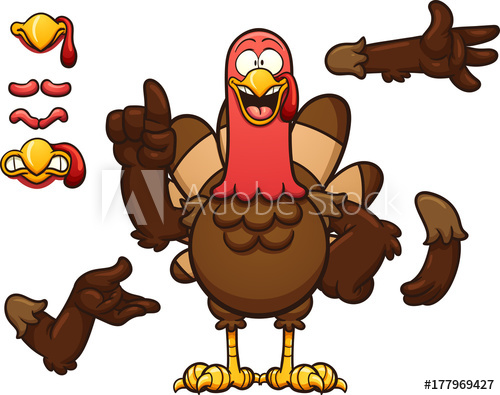 500x395 Cartoon Turkey. Vector Clip Art Illustration With Simple Gradients