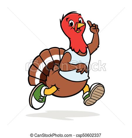 450x470 Cartoon Turkey. Vector Illustration Of A Funny Turkey Running.