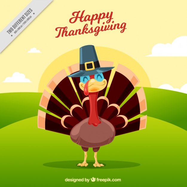 626x626 Happy Thanksgiving Day With A Smiling Turkey Vector Free Download